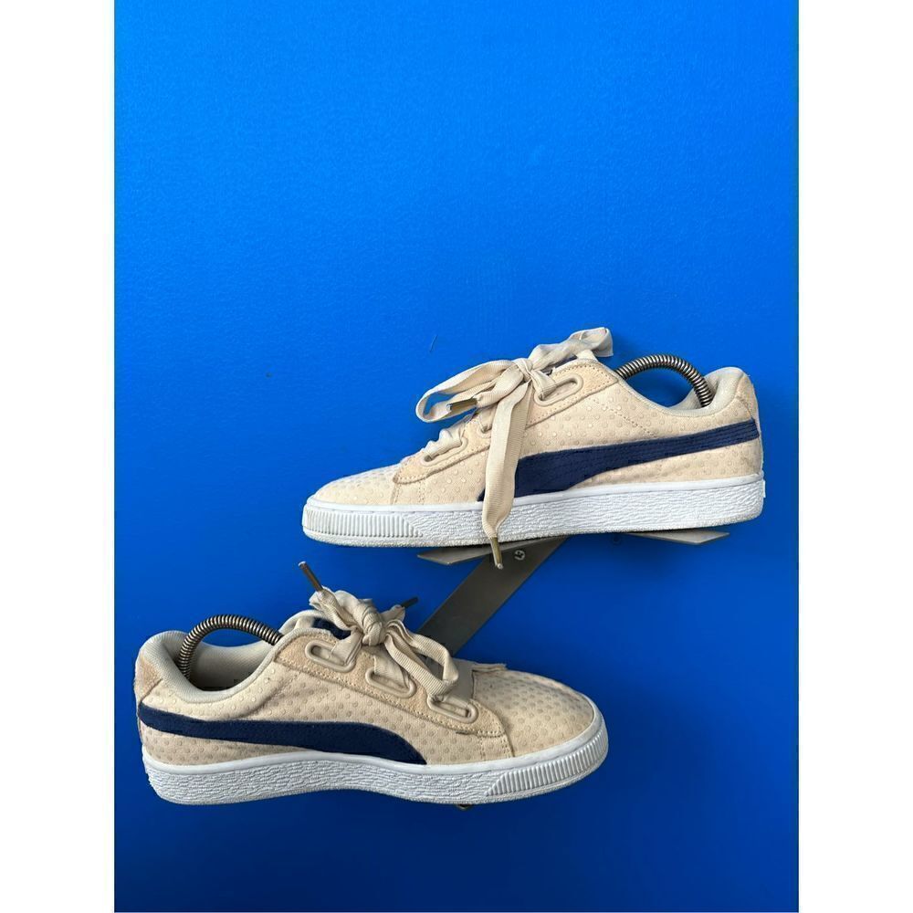 EUC Puma Basket Heart Denim Oatmeal Twilight Blue 36337103 Women Size 9 Shoes
